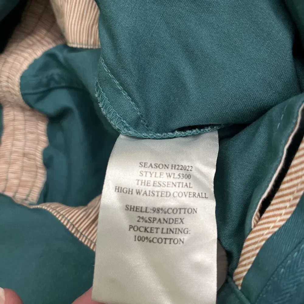 Wildfang The Essential Long Sleeve Utility Coveralls Jumpsuit Sz XS Teal Green